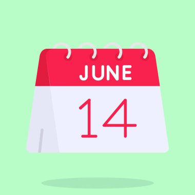 Takvim simgesi ile 14 Temmuz takvim biçimi. Tarih, zaman ve ay tarzı. Soyut ve stil. Pazar günü. Çarşamba Beyaz Takvim, Cuma