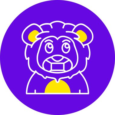 Bir aslanın şirin çizgi film ikonunun vektör çizimi