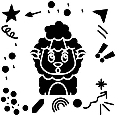 bir aslanın siyah beyaz simgesi