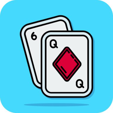 Doldurulmuş taslak Oynatma Kart simgesi mavi arkaplanda izole edildi. Kumarhane kumarı. Vektör.