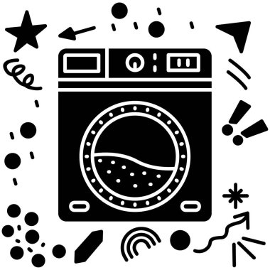 çamaşır makinesi ikon vektör çizimi