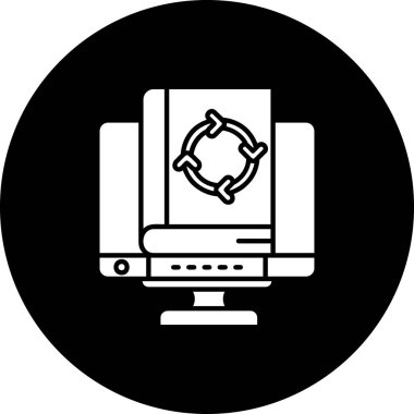 İmleç simgesi olan dizüstü bilgisayar. Beyaz arkaplanda izole edilmiş web tasarımı için basit bir internet bilgisayar vektör simgesi çizimi