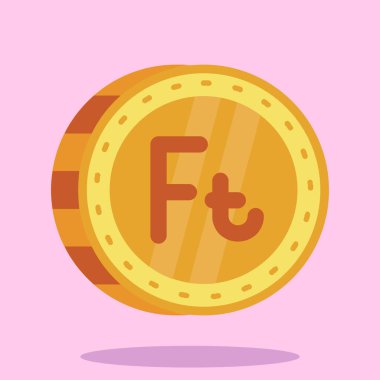 F harfli altın sikke ve F harfi düz stil. vektör illüstrasyonu