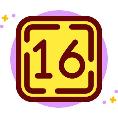 Doğum günü numarası 16 simgesi, özet biçimi