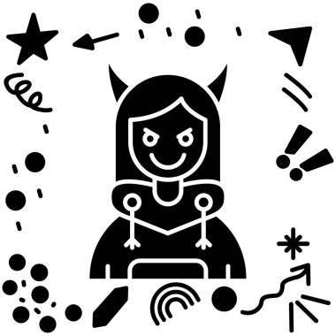 Tatlı bir çizgi film kadınının vektör çizimi