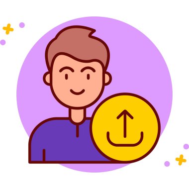 Yüz simgesi olan erkek avatar, vektör illüstrasyonu