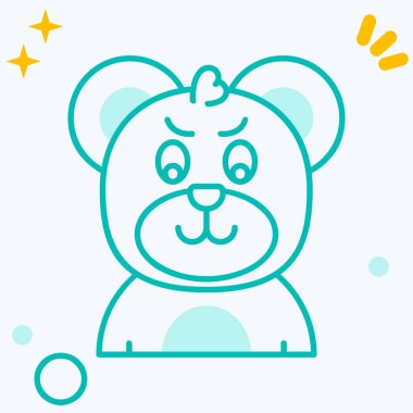 çizgi bebek başı simgesi mavi arkaplanda izole edildi. Bebek işareti. Erkek bebek işareti. Renkli taslak konsepti. vektör