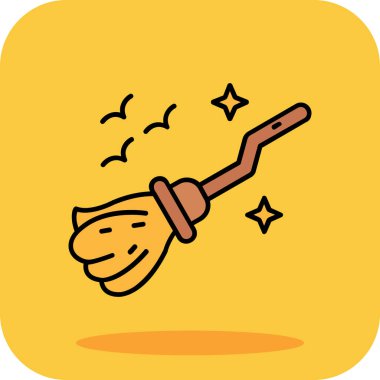 Bir süpürgenin karikatür karalama simgesinin vektör çizimi