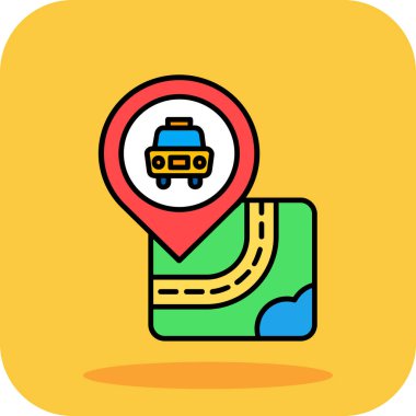 Araba simgesi, vektör, illüstrasyon içeren harita