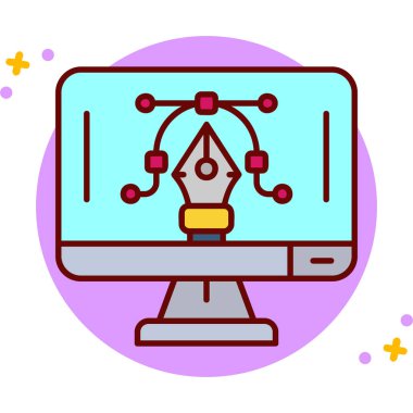 Bilgisayar monitörü. Web simgesi basit tasarım