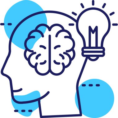 Ana hatları doldurulmuş beyin yaratıcı zihin simgesi