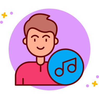 Müzik notası vektör çizimi olan adam