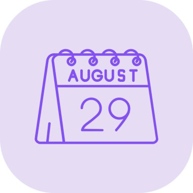 Ağustos 29. tarih takvimi - uygulama şablonu için tek takvim simgesi biçimi modern takvim tasarımı, düz renk