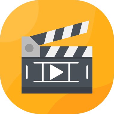 Sinema vektörü düz renk simgesi