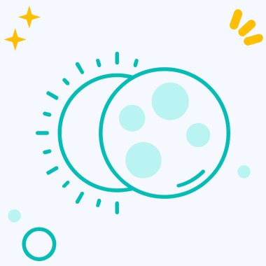 Beyaz arkaplanda siyah ve yeşil çizgi ikonu izole edildi. Ay çizgisi işareti. vektör illüstrasyonu