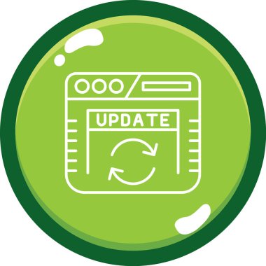 Beyaz arkaplanda yeşil çizgi güncelleme simgesi izole edildi. Güncelleme simgesi. Yeşil daire işareti. Vektör simgesi, yeni güncelleme, güncelleme işareti. çember düğmesi