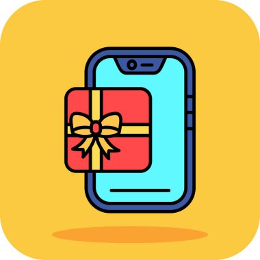 Yay ikonlu hediye kutusu. Web için kurdele vektör simgeleriyle hediye kutusunun özet çizimi