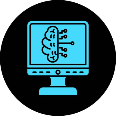 bilgisayar ekranı ve beyin vektör resimleme simgesi