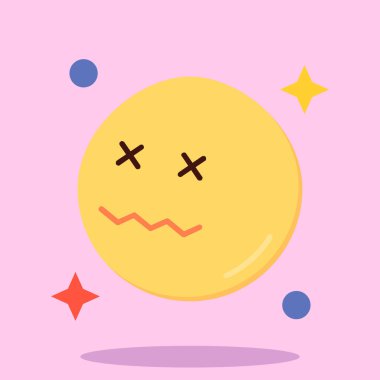 YıIdızlı, düz vektör dizaynlı sevimli bir uydu çizgi film karakteri