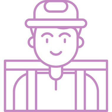 İnşaat işçisi ile boya fırça vektör çizim tasarım