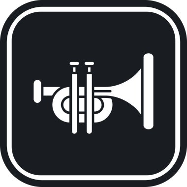 Trompet vektör ikonu. Basit tasarım çizimi beyaz arkaplanda izole edildi.