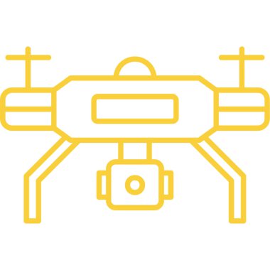 Web ve mobil uygulaması tasarım, dron logo kavramı için beyaz arka plan üzerinde izole simge vektör robot