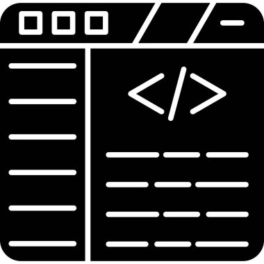 Ana hatlar biçiminde web geliştirme kodlama simgesi