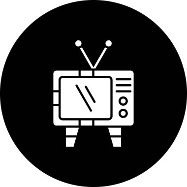 TV vektörü glyph düz simgesi