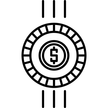 Para sikkeleri ikon ana hatları vektörü. Nakit para