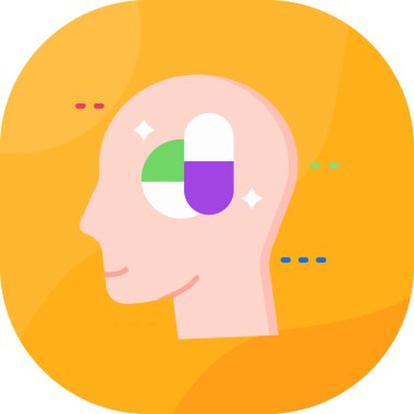 Beyin düşünme ikonu - ana hatları biçiminde