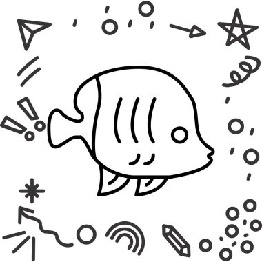 Akvaryumdaki çizgi simgesi balığı