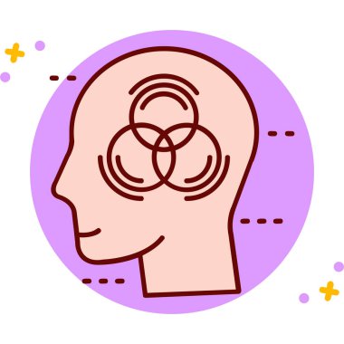 Farklı yönlere giden insan beyni renk ikonu vektörü. Okları ve okları olan insan beyni. izole edilmiş sembol çizimi