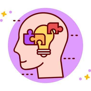 İnsan beyni fikir simgesi ana hatlarıyla doldurulmuş