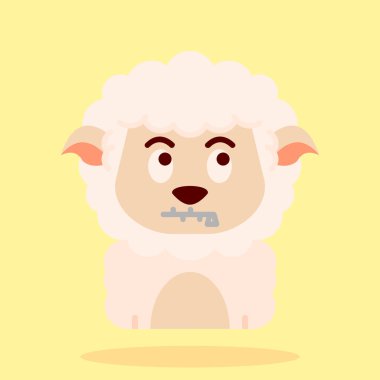 sevimli koyun hayvan karikatür vektör illüstrasyon tasarım