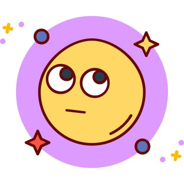 Yıldızlı sevimli ve komik çizgi film Ay 'ı, Kawaii karakter ikonu. vektör illüstrasyonu