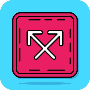 Mavi arkaplanda sınır çizgisi ve tabela simgesi izole edildi. Sembol için uygun. Bar tabelası işareti. Yön işareti. vektör.