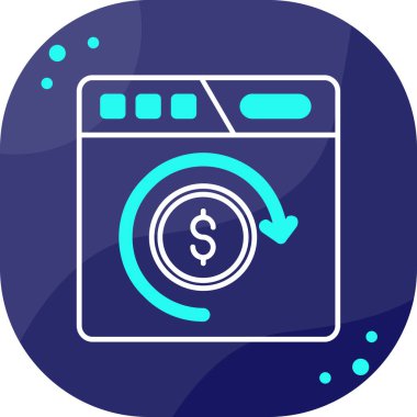 Mavi arkaplanda izole edilmiş modayı gösteren makine makine simgesi