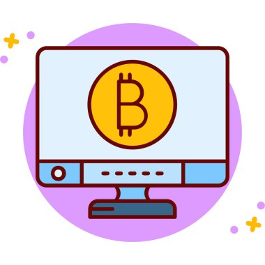 Kripto para birimi bitcoin simgesi, kripto para birimi çizimi