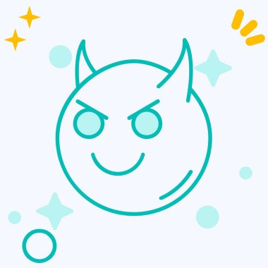 Beyaz arka planda boynuz simgesi olan çizgi şeytanı. Cadılar bayramın kutlu olsun. Renkli taslak konsepti. vektör.