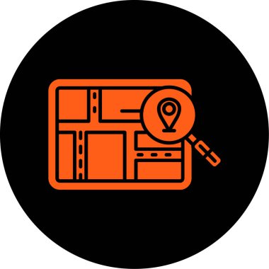 Büyüteç cam ikon vektör illüstrasyon tasarımı ile harita işaretleyici