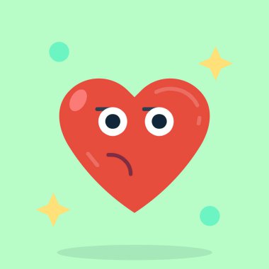 Şirin üzgün kalp vektör tasarımı çizimi