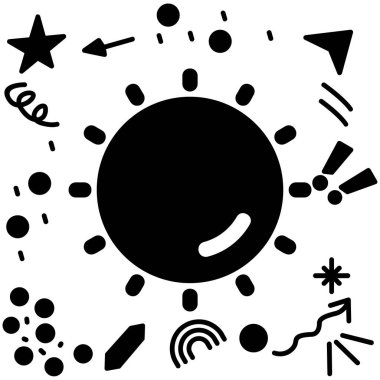 Ay ve yıldızlar simgesi, vektör illüstrasyonu