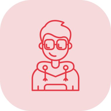 Kırmızı kalp ikonu olan bir kadının vektör çizimi