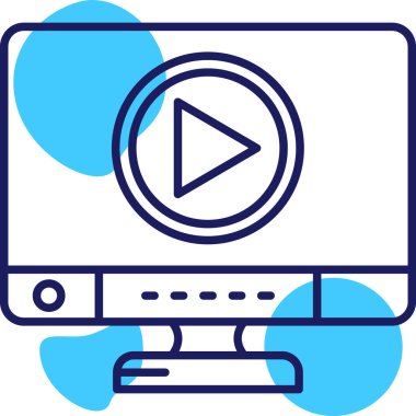 Oynat işareti vektör illüstrasyonlu dizüstü bilgisayar