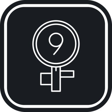 Kadın işaret simgesi. Vektör biçimi düz ikonik semboldür. Yuvarlak kare yuvarlak sembol. beyaz ve siyah üzerine gri arkaplan.