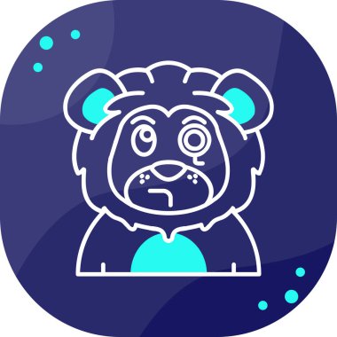 Siyah çizgi ayı başı simgesi beyaz arkaplanda izole edildi. Mavi kare düğme. vektör.