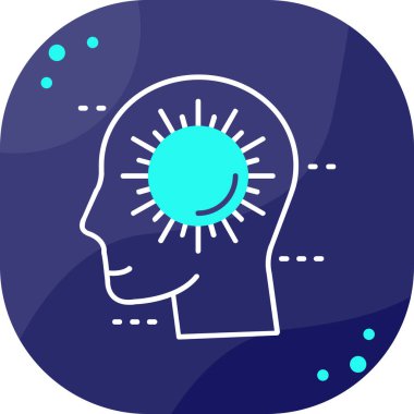 Mavi arka planda izole edilmiş bir halka simgesinde insan beyninin ana hatlarını doldurdu. vektör.