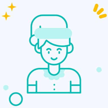 çizgi erkek ikonu mavi arka planda izole edildi. Renkli taslak konsepti. vektör illüstrasyonu