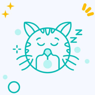 Mavi çizgi kedi simgesi beyaz arkaplanda izole edildi. vektör illüstrasyonu