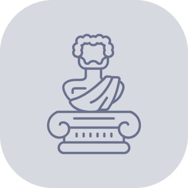 Yunan çizgisi heykeli ve doldurma tarzı ikon tasarımı, Yunan kültür tarihi ve ulusal tema vektör illüstrasyonu